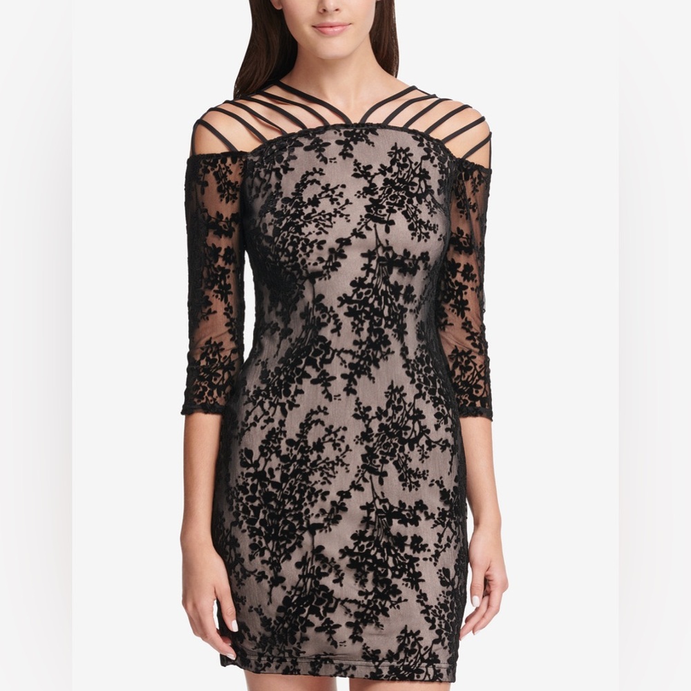 Flocked Velvet Bodycon Dress